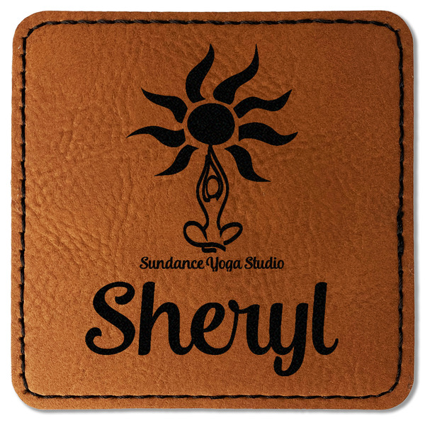 Custom Sundance Yoga Studio Faux Leather Iron On Patch - Square (Personalized)