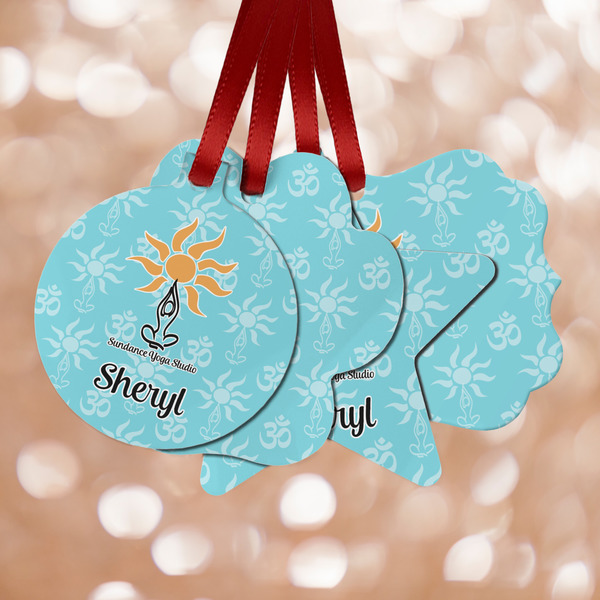 Custom Sundance Yoga Studio Metal Ornaments - Double Sided w/ Name or Text