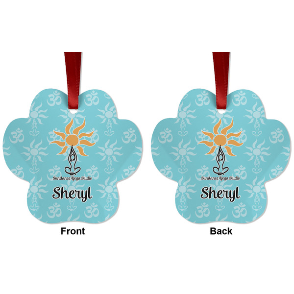 Sundance Yoga Studio Metal Paw Ornament - Front and Back