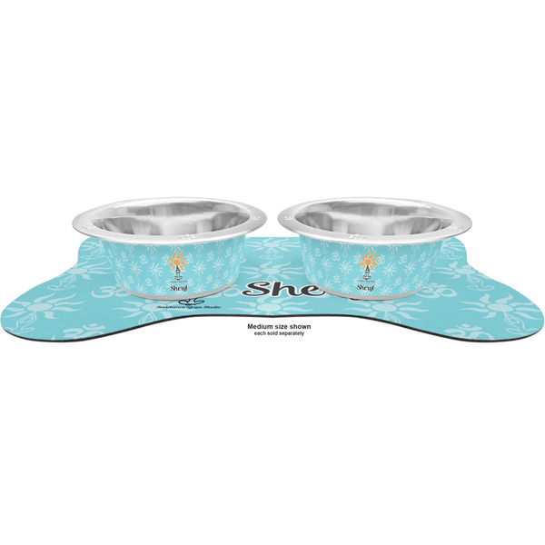 Sundance Yoga Studio Metal Pet Bowls - On Dog Bone Shaped Mat
