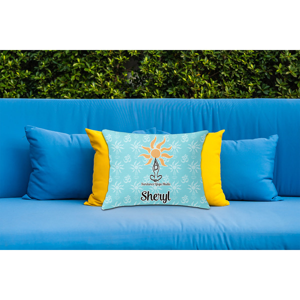 Sundance Yoga Studio Outdoor Throw Pillow  - LIFESTYLE (Rectangular - 20x14)