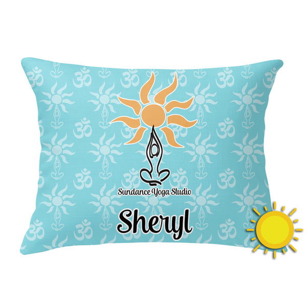 Custom Sundance Yoga Studio Outdoor Throw Pillow (Rectangular) w/ Name or Text