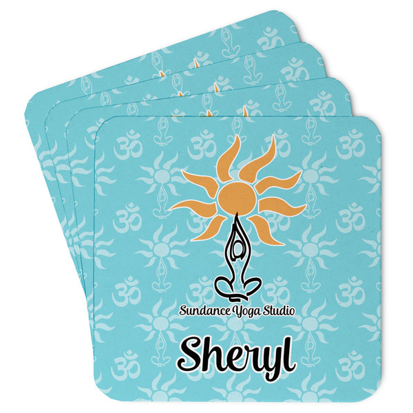 Custom Sundance Yoga Studio Paper Coasters w/ Name or Text
