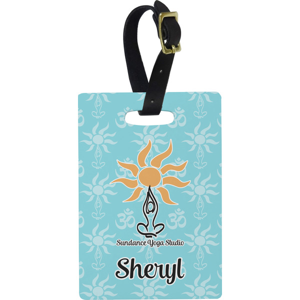 Custom Sundance Yoga Studio Plastic Luggage Tag - Rectangular w/ Name or Text