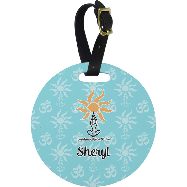 Custom Sundance Yoga Studio Plastic Luggage Tag - Round (Personalized)