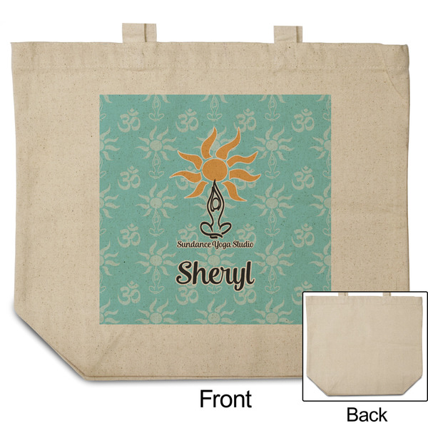 Sundance Yoga Studio Reusable Cotton Grocery Bag - Front & Back View