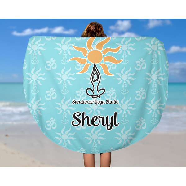 Sundance Yoga Studio Round Beach Towel - In Use