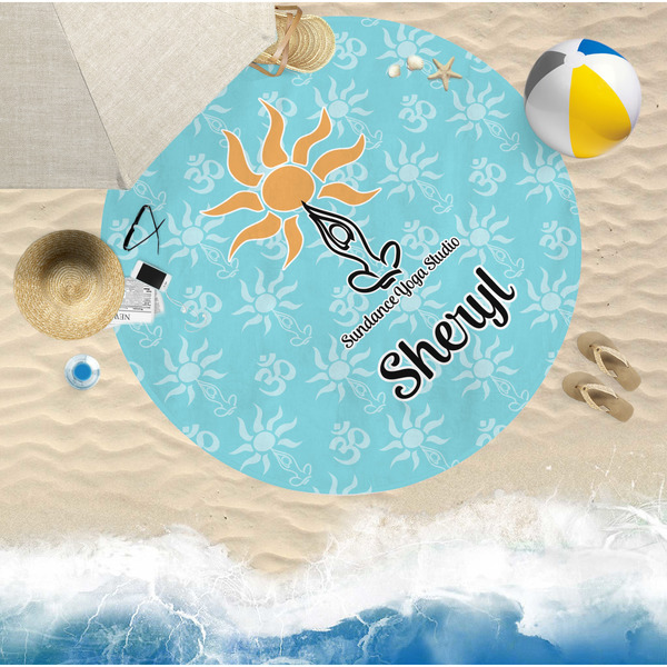 Sundance Yoga Studio Round Beach Towel Lifestyle