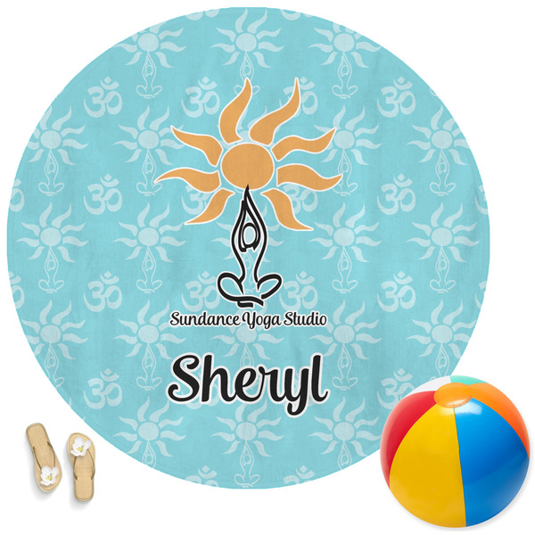 Custom Sundance Yoga Studio Round Beach Towel (Personalized)