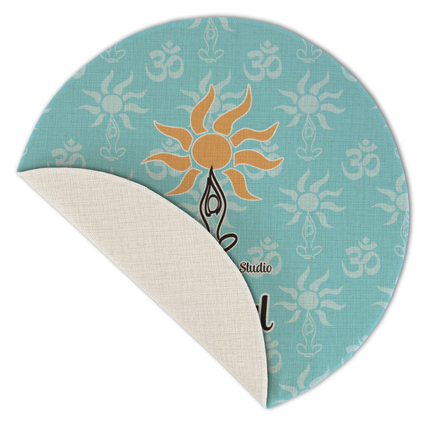 Sundance Yoga Studio Round Linen Placemats - Front (folded corner single sided)