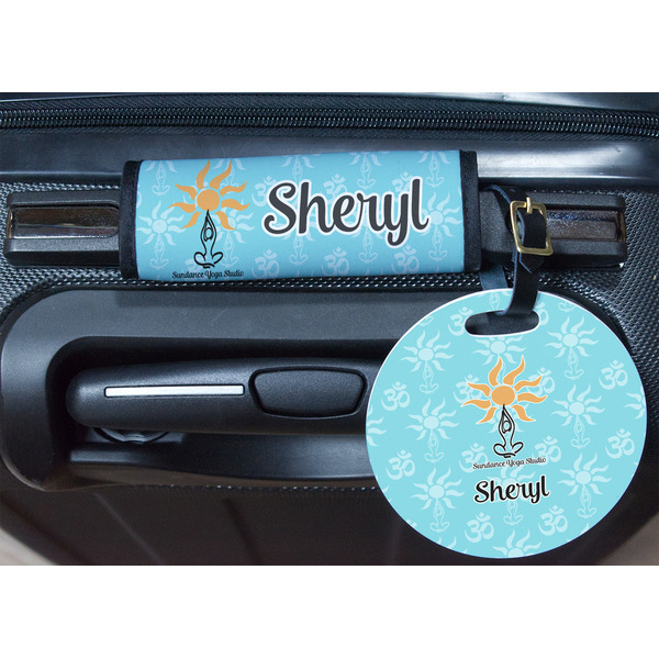 Sundance Yoga Studio Round Luggage Tag & Handle Wrap - In Context