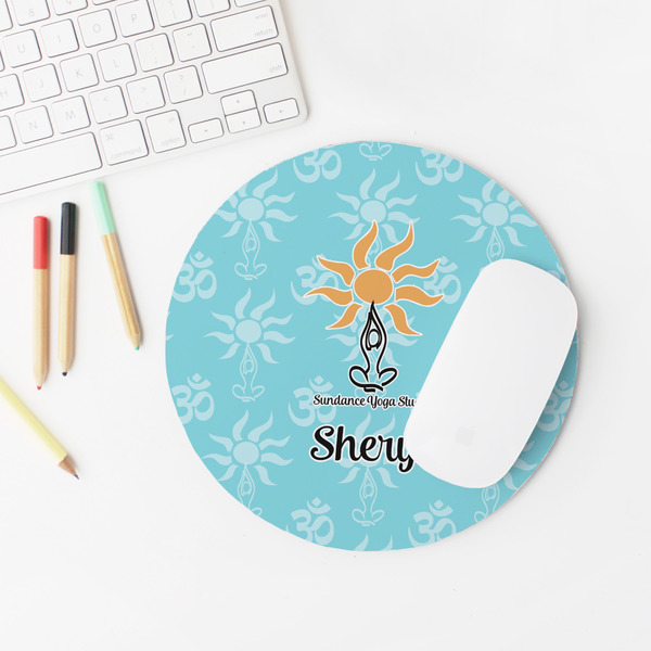 Sundance Yoga Studio Round Mousepad - LIFESTYLE 2