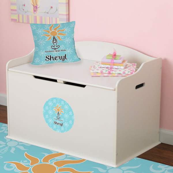Sundance Yoga Studio Round Wall Decal on Toy Chest