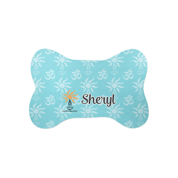 Custom Sundance Yoga Studio Bone Shaped Dog Food Mat (Small) (Personalized)