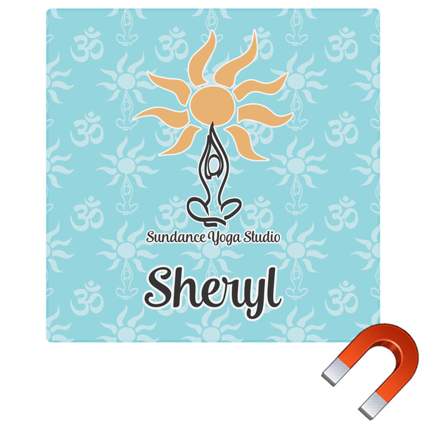Custom Sundance Yoga Studio Square Car Magnet - 6" w/ Name or Text