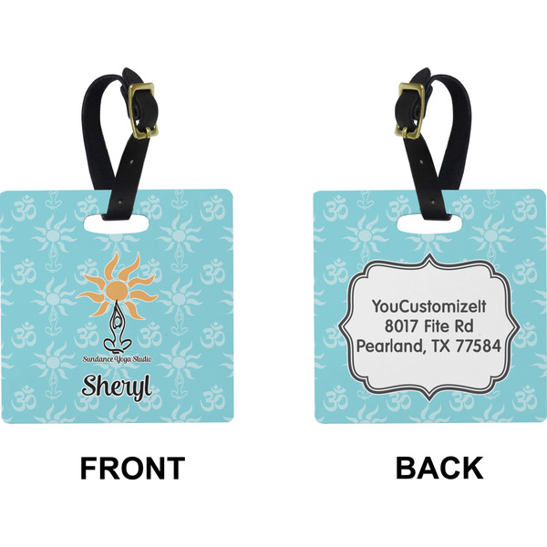 Sundance Yoga Studio Square Luggage Tag (Front + Back)