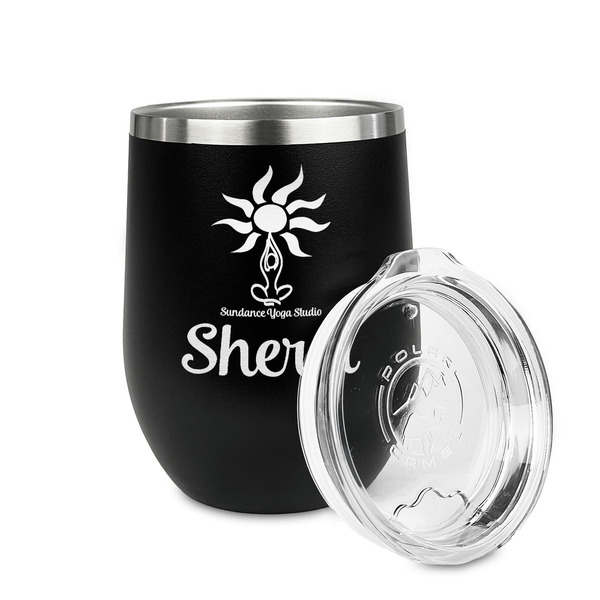 Sundance Yoga Studio Stainless Wine Tumblers - Black - Single Sided - Alt View