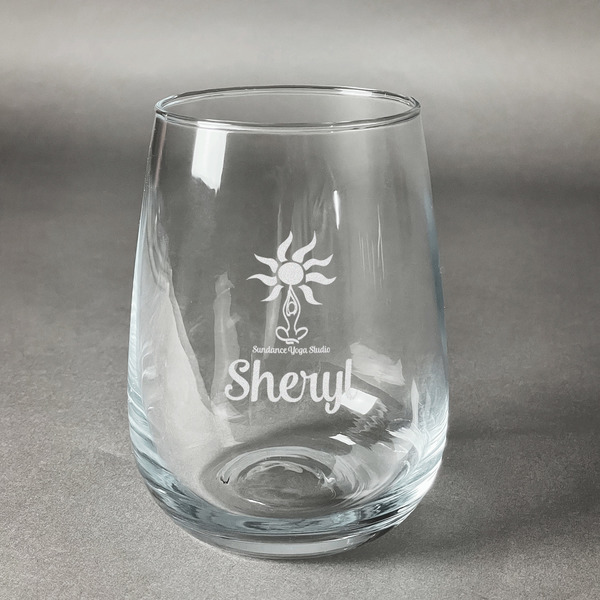 Custom Sundance Yoga Studio Stemless Wine Glass - Engraved (Personalized)