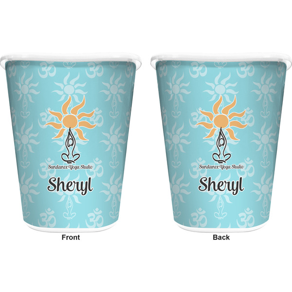 Sundance Yoga Studio Trash Can White - Front and Back - Apvl