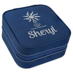 Sundance Yoga Studio Travel Jewelry Box - Navy Blue Leather (Personalized)