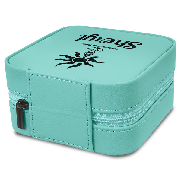 Sundance Yoga Studio Travel Jewelry Boxes - Leather - Teal - View from Rear