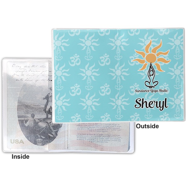 Sundance Yoga Studio Vinyl Passport Holder - Flat Front and Back
