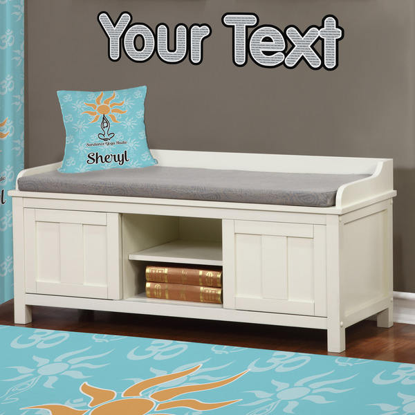 Sundance Yoga Studio Wall Name Decal Above Storage bench