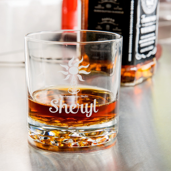 Sundance Yoga Studio Whiskey Glass - Jack Daniel's Bar - in use