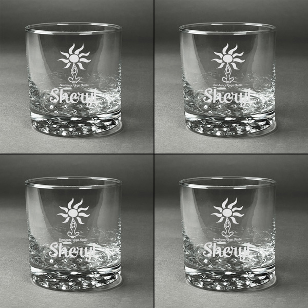 Sundance Yoga Studio Whiskey Glasses - Set of 4 all Engraved