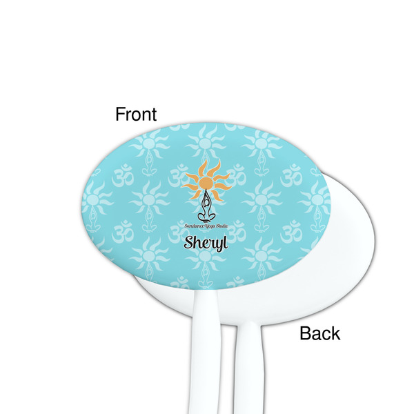 Sundance Yoga Studio White Plastic 7" Stir Stick - Single Sided - Oval - Front & Back