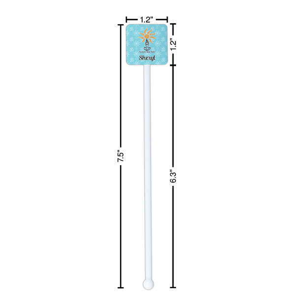 Sundance Yoga Studio White Plastic Stir Stick - Square - Dimensions