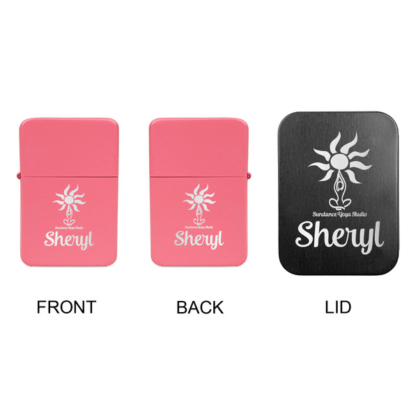 Sundance Yoga Studio Windproof Lighters - Pink, Double Sided, w Lid - APPROVAL