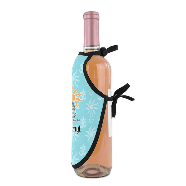 Sundance Yoga Studio Wine Bottle Apron - DETAIL WITH CLIP ON NECK