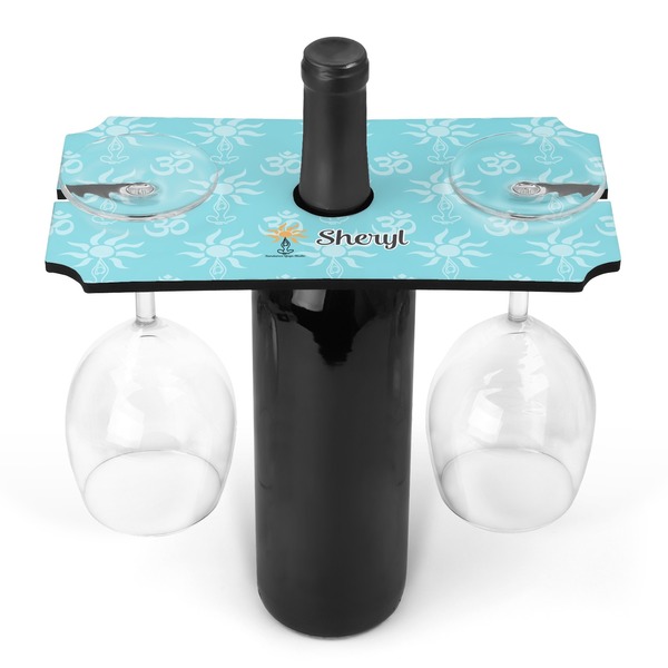 Custom Sundance Yoga Studio Wine Bottle & Glass Holder (Personalized)