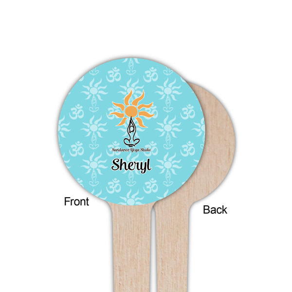 Sundance Yoga Studio Wooden 4" Food Pick - Round - Single Sided - Front & Back