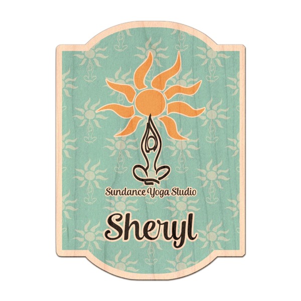 Custom Sundance Yoga Studio Genuine Maple or Cherry Wood Sticker (Personalized)