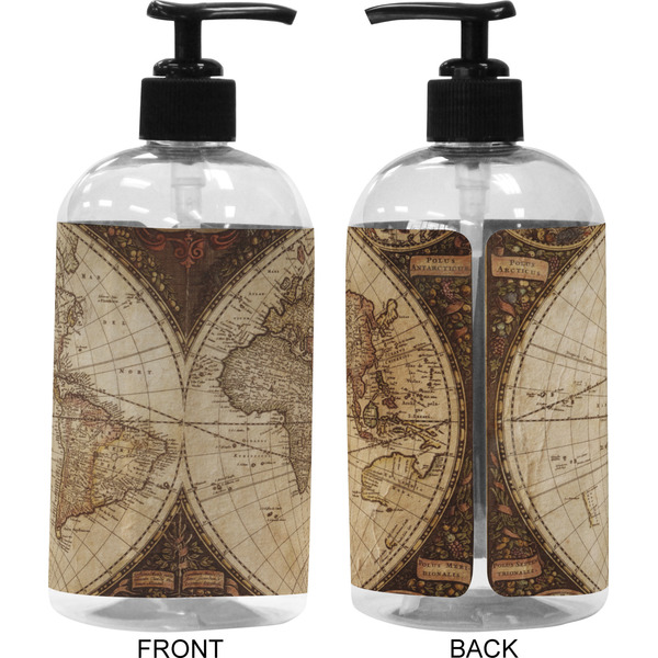 Antique World Map 16 oz Plastic Liquid Dispenser (Approval)