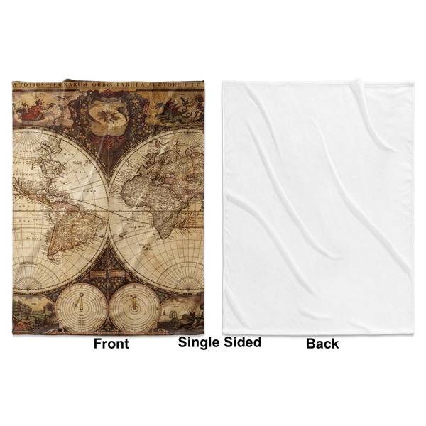 Antique World Map Baby Blanket (Single Sided - Printed Front, White Back)