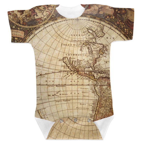Custom Vintage World Map Baby Bodysuit 12-18