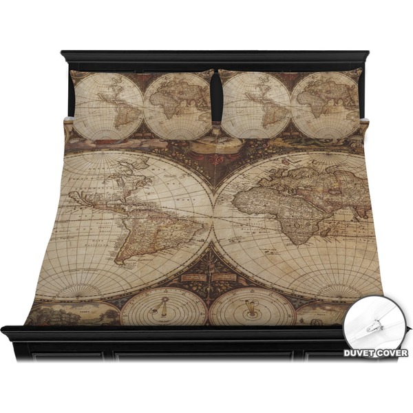 Antique World Map Bedding Set (King) - Duvet