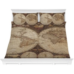 Vintage World Map Comforter Set - King
