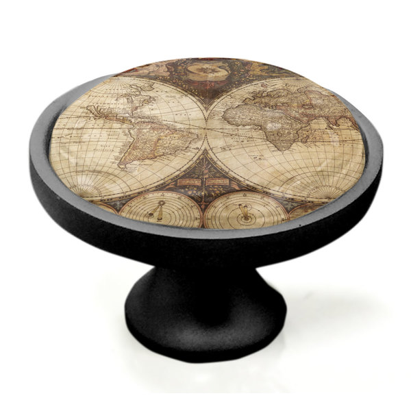 Antique World Map Black Custom Cabinet Knob (Side)