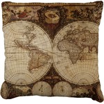 Vintage World Map Faux-Linen Throw Pillow 18"