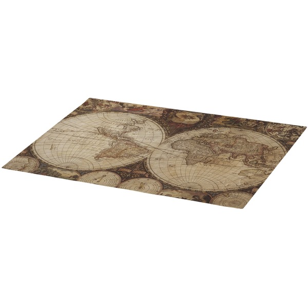 Antique World Map Burlap Placemat (Angle View)