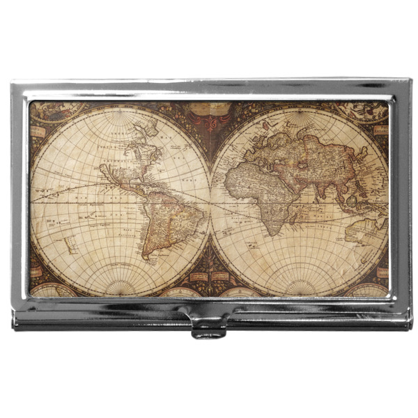 Custom Vintage World Map Business Card Case