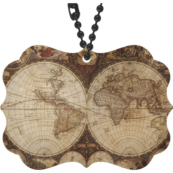 Custom Vintage World Map Rear View Mirror Decor