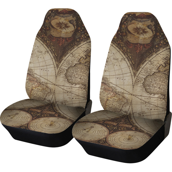 Custom Vintage World Map Car Seat Covers (Set of Two)