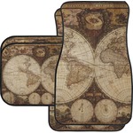 Vintage World Map Car Floor Mats Set - 2 Front & 2 Back