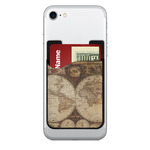 Vintage World Map 2-in-1 Cell Phone Credit Card Holder & Screen Cleaner