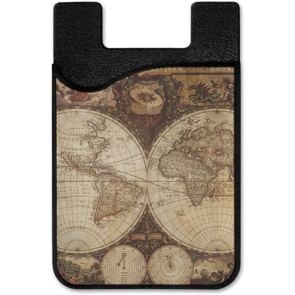 Antique World Map Cell Phone Credit Card Holder